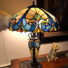 Load image into Gallery viewer, RADIANCE goods Tiffany-Style 3 Light Victorian Double Lit Table Lamp 18" Shade