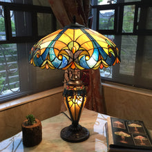 Load image into Gallery viewer, RADIANCE goods Tiffany-Style 3 Light Victorian Double Lit Table Lamp 18" Shade