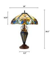 Load image into Gallery viewer, RADIANCE goods Tiffany-Style 3 Light Victorian Double Lit Table Lamp 18" Shade