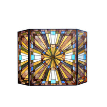 Load image into Gallery viewer, RADIANCE goods Mission 3pcs Folding Stained Glass Fireplace Screen 38" Wide