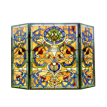 Load image into Gallery viewer, RADIANCE goods Victorian 3pcs Folding Stained Glass Fireplace Screen 40" Wide