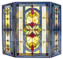 Load image into Gallery viewer, RADIANCE goods Victorian 3pcs Folding Stained Glass Fireplace Screen 40" Wide