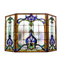 Load image into Gallery viewer, RADIANCE goods Victorian 3pcs Folding Stained Glass Fireplace Screen 44" Wide