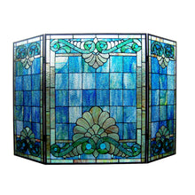 Load image into Gallery viewer, RADIANCE goods Victorian 3pcs Folding Stained Glass Fireplace Screen 44" Wide