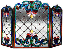 Load image into Gallery viewer, RADIANCE goods Victorian 3pcs Folding Stained Glass Fireplace Screen 44" Wide