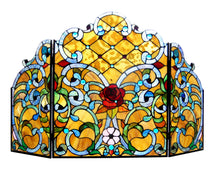 Load image into Gallery viewer, RADIANCE goods Victorian 3pcs Folding Stained Glass Fireplace Screen 44" Wide