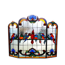 Load image into Gallery viewer, RADIANCE goods Animal 3pcs Folding Stained Glass Fireplace Screen 40" Wide