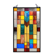 Load image into Gallery viewer, RADIANCE goods Geometric Stained Glass Window Panel 16"x26"