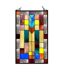 Load image into Gallery viewer, RADIANCE goods Geometric Stained Glass Window Panel 16"x26"