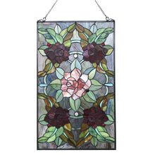 Load image into Gallery viewer, RADIANCE goods Floral Stained Glass Window Panel 32"x20"