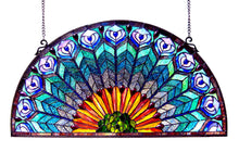 Load image into Gallery viewer, RADIANCE goods Peacock Stained Glass Window Panel 35"x18"