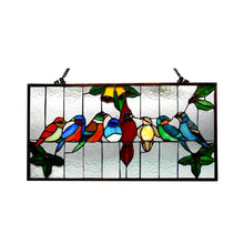Load image into Gallery viewer, RADIANCE goods Birds Stained Glass Window Panel 24.5"x12.5"