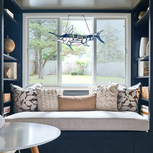 Load image into Gallery viewer, RADIANCE goods Swordfish-Style Stained Glass Window Panel 16" Wide