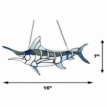 Load image into Gallery viewer, RADIANCE goods Swordfish-Style Stained Glass Window Panel 16" Wide