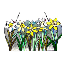 Load image into Gallery viewer, RADIANCE goods Flowers Stained Glass Window Panel 23"x14"