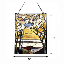 Load image into Gallery viewer, RADIANCE goods Floral-Style Stained Glass Window Panel 25" Height