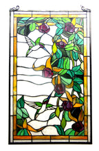 Load image into Gallery viewer, RADIANCE goods Hummingbirds Stained Glass Window Panel 20"x32"