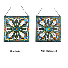 Load image into Gallery viewer, RADIANCE goods Mission-Style Stained Glass Window Panel 20" Wide