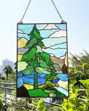 Load image into Gallery viewer, RADIANCE goods Landscape-Style Stained Glass Window Panel 20" Tall