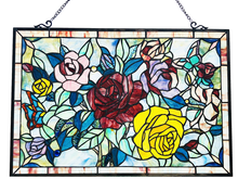 Load image into Gallery viewer, RADIANCE goods Floral Stained Glass Window Panel 27"x19"