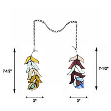 Load image into Gallery viewer, RADIANCE goods Double Feather Tiffany-Style Stained Glass Window Panels 7" Tall