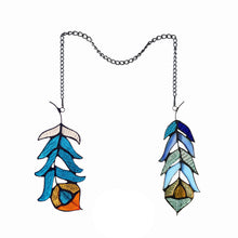 Load image into Gallery viewer, RADIANCE goods Double Feather Tiffany-Style Stained Glass Window Panels 7" Tall