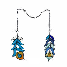 Load image into Gallery viewer, RADIANCE goods Double Feather Tiffany-Style Stained Glass Window Panels 7" Tall