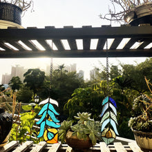 Load image into Gallery viewer, RADIANCE goods Double Feather Tiffany-Style Stained Glass Window Panels 7" Tall