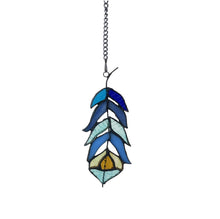 Load image into Gallery viewer, RADIANCE goods Feather Tiffany-Style Stained Glass Window Panel 7" Tall
