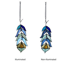 Load image into Gallery viewer, RADIANCE goods Feather Tiffany-Style Stained Glass Window Panel 7" Tall