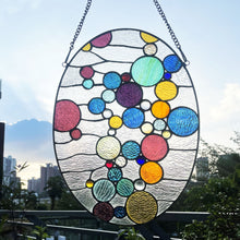 Load image into Gallery viewer, RADIANCE goods Geometric-Style Stained Glass Window Panel 20" Tall