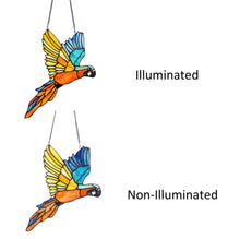 Load image into Gallery viewer, RADIANCE goods Parrot Tiffany Style Stained Glass Window Panel 14" Wide