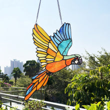 Load image into Gallery viewer, RADIANCE goods Parrot Tiffany Style Stained Glass Window Panel 14" Wide