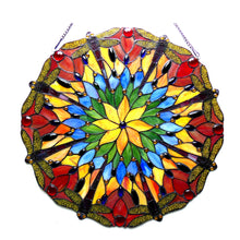 Load image into Gallery viewer, RADIANCE goods Dragonfly Stained Glass Window Panel 24"x24"