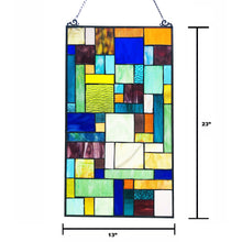Load image into Gallery viewer, RADIANCE goods Geometric Stained Glass Window Panel 23"x13"