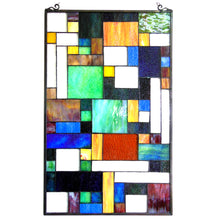 Load image into Gallery viewer, RADIANCE goods Geometric Stained Glass Window Panel 20"x32"