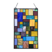 Load image into Gallery viewer, RADIANCE goods Geometric Stained Glass Window Panel 25"x15"