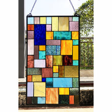 Load image into Gallery viewer, RADIANCE goods Geometric Stained Glass Window Panel 25"x15"