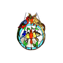 Load image into Gallery viewer, RADIANCE goods Birds Stained Glass Window Panel 19"x25"
