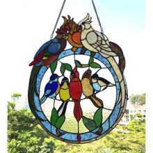 Load image into Gallery viewer, RADIANCE goods Birds Stained Glass Window Panel 19"x25"