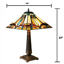 Load image into Gallery viewer, RADIANCE goods Tiffany-Style 2 Light Mission Table Lamp 24" Height