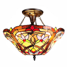 Load image into Gallery viewer, RADIANCE goods Tiffany 2 Light Victorian Semi-Flush Ceiling Mount 14.5" Wide