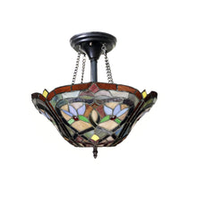 Load image into Gallery viewer, RADIANCE goods Tiffany 2 Light Victorian Semi-Flush Ceiling Mount 14.5" Wide