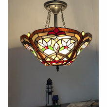 Load image into Gallery viewer, RADIANCE goods Tiffany 2 Light Victorian Semi-Flush Ceiling Mount 14.5" Wide