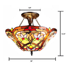 Load image into Gallery viewer, RADIANCE goods Tiffany 2 Light Victorian Semi-Flush Ceiling Mount 14.5" Wide