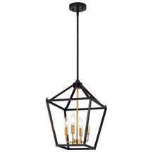 Load image into Gallery viewer, RADIANCE goods Industrial 4 Light Black Inverted Ceiling Pendant 12" Wide