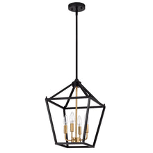 Load image into Gallery viewer, RADIANCE goods Industrial 4 Light Black Inverted Ceiling Pendant 12" Wide