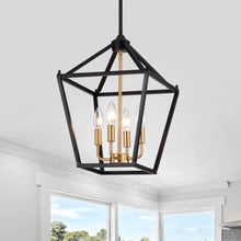 Load image into Gallery viewer, RADIANCE goods Industrial 4 Light Black Inverted Ceiling Pendant 12" Wide