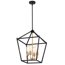 Load image into Gallery viewer, RADIANCE goods Industrial 4 Light Black Inverted Ceiling Pendant 16" Wide