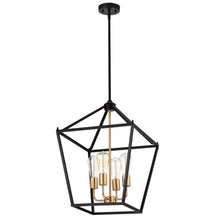 Load image into Gallery viewer, RADIANCE goods Industrial 4 Light Black Inverted Ceiling Pendant 16" Wide